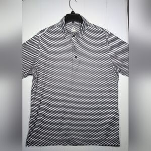 Deolax Performance Polo Shirt Mens Size L Black Geometric Print Wicking Golf